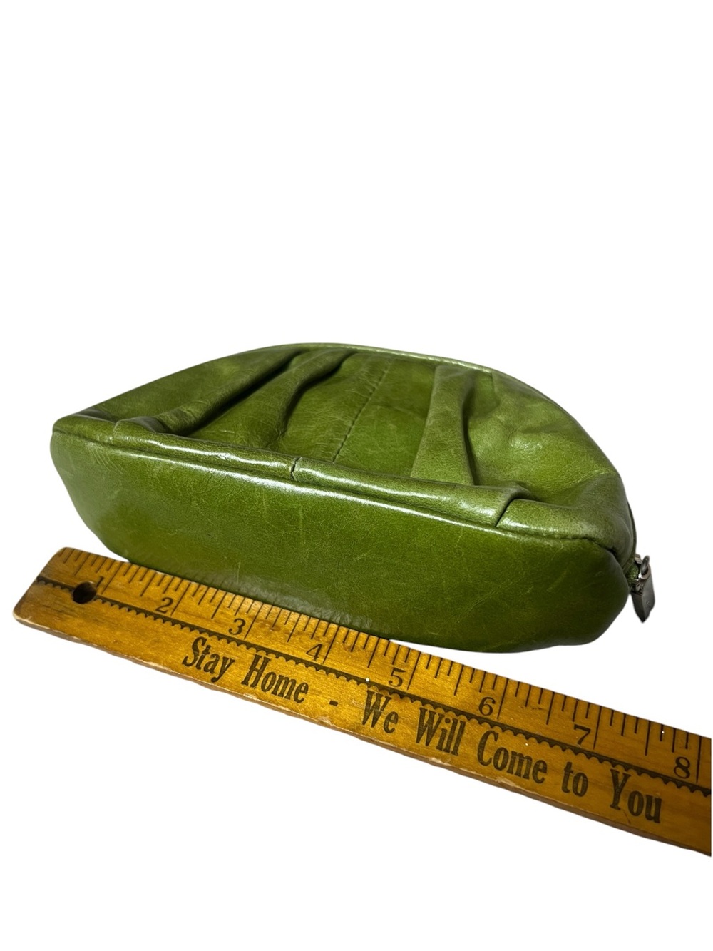 HOBO International Jem Kiwi Green Leather Lipstick Cosmetic Pouch - Picture 8 of 9